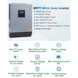Invertor solar hibrid 4000w undă pură cucontroleri solar 60A MPPT off-grid